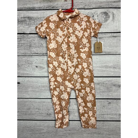 NWT Toddler Girl Grayson Collective Rust Orange Floral Jumpsuit - 2T - Picture 1 of 2